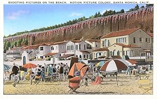 Filming on Beach, Santa Monica, California - Vintage Image