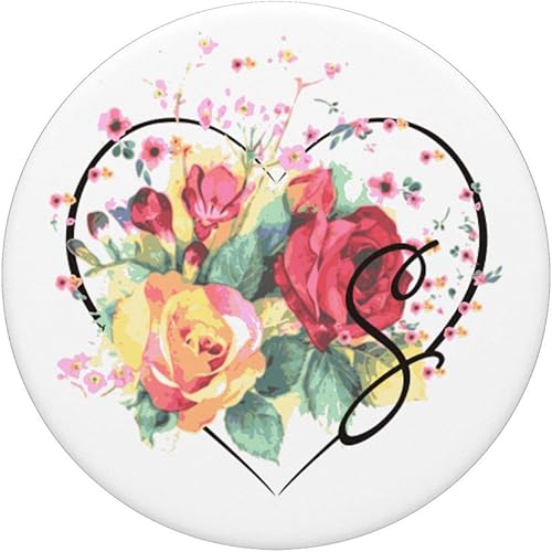 Miniatura 3 de Letter S Initial Romantic Design Floral Roses Blossoms PopSockets Swappable PopGrip