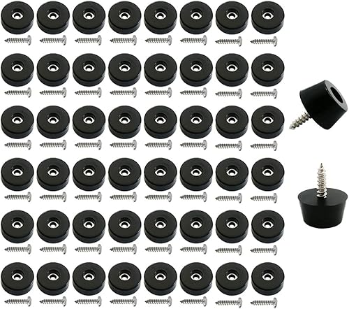 Paquete de 50 pies de parachoques de goma dura mediana con arandela y tornillos de acero inoxidable, suaves, antideslizantes, antideslizantes y