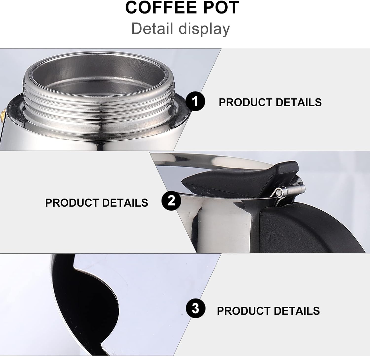 Ciieeo 1pc Stainless Steel Espresso Coffee Pot for People Elegant Silver Handheld Coffee Maker for Home and Outdoor Use Practical Design for