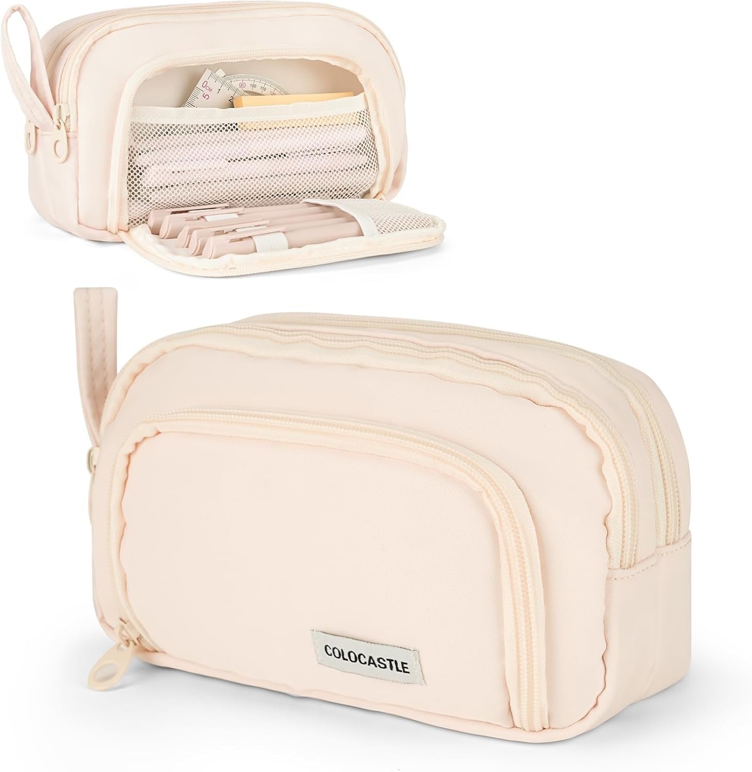 COLOCASTLE Pencil Case Large Capacity Pencil Pouch 3 Compartments, Pen Pouch Bag Pen Case for Girls, Boys, Students, Sationery Storage Organizer for Office, School, Cosmetics, Tools