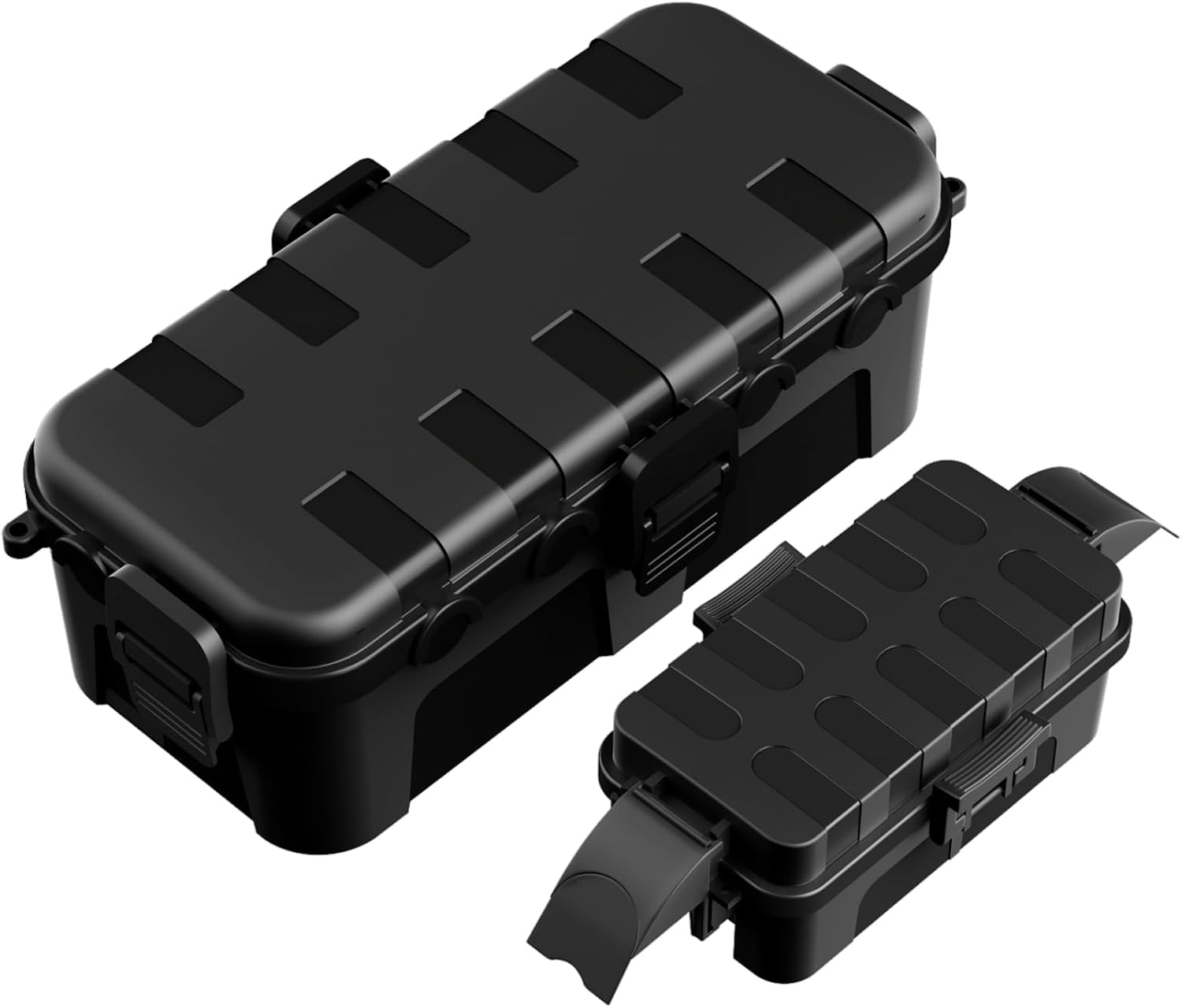 Flemoon 2-Piece Outdoor Waterproof Electrical Box Set – 11.5" x 5.2" x 4" Medium & 8.1" x 4.9" x 3.1" Small Weatherproof Electrical Boxes for Power Strip, Holiday String Light, Black Black Medium + Small