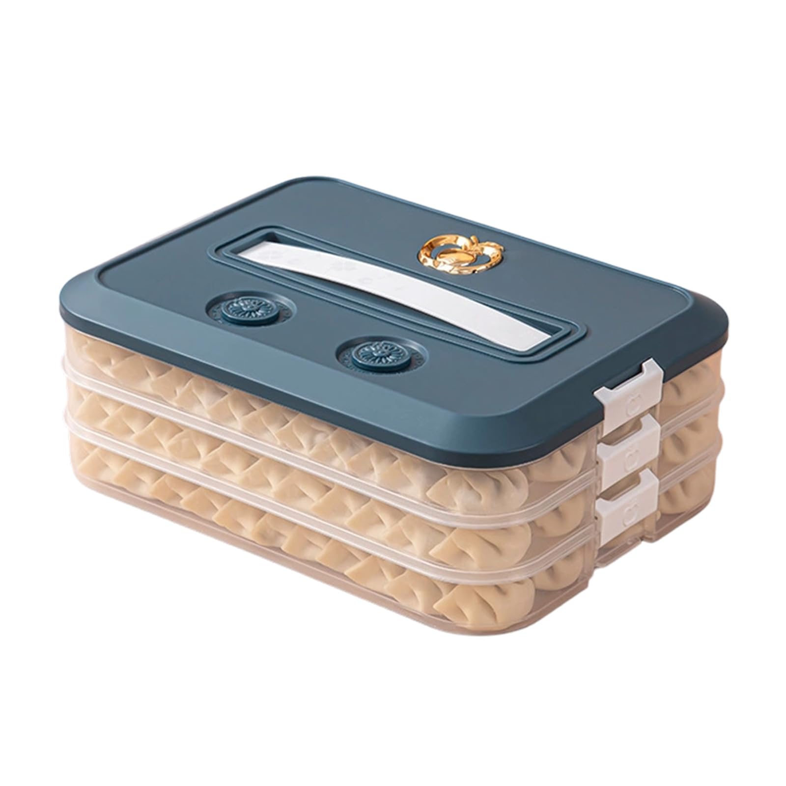 Carotoe Blue Three Layer Cov Fashionable Multiple Layer Food Storage Box With Lid Designs Accessory For Cookie Dumpling And More Organizatioin Food Storage Container