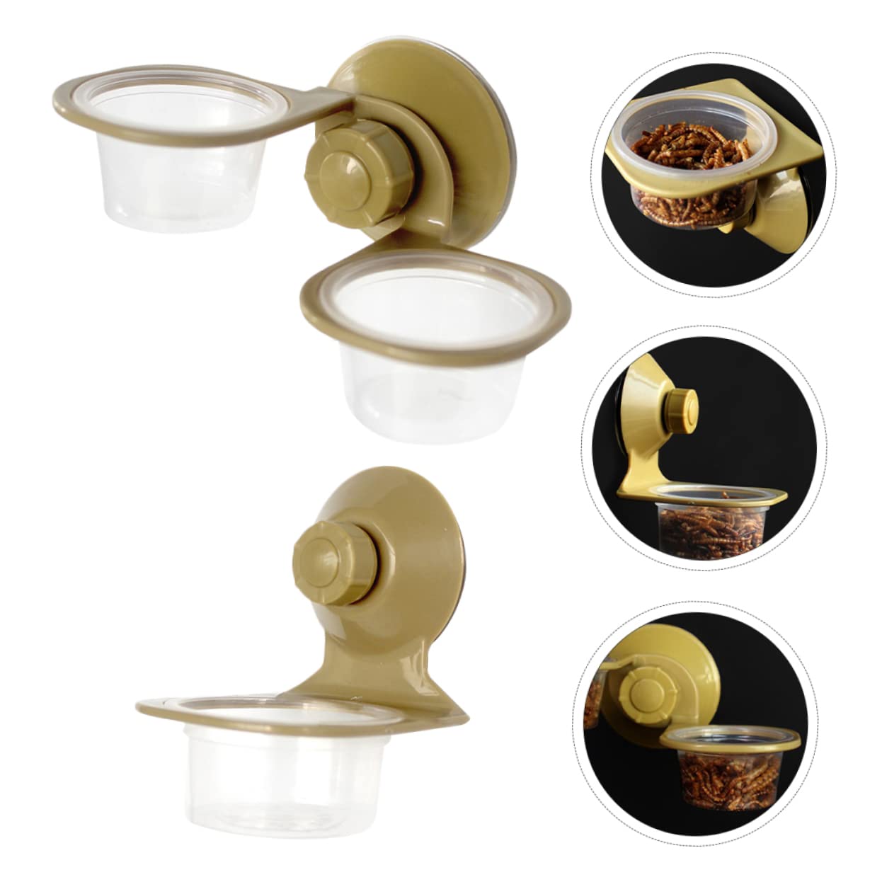 Abaodam 2PCS Lizard Food Bowl Safe and Environmental Reptile Feeder with Suction Design for Reptiles Easy to Install and Remove