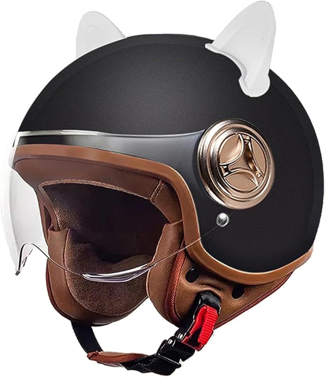 Amazon.co.jp: 猫耳オートバイハーフヘルメット女性、スクーター 