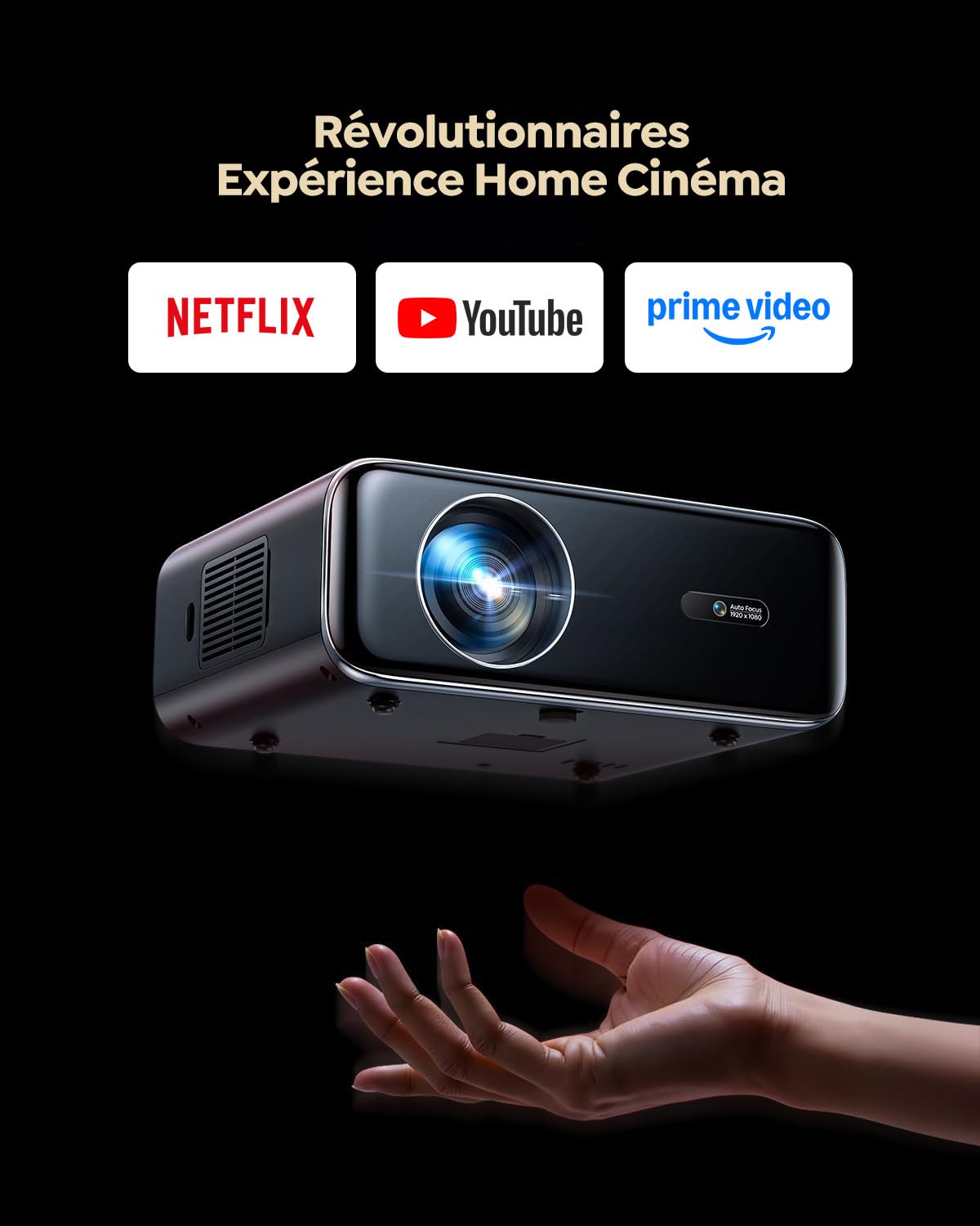 Proyector 4K【1400 ANSI/Netflix Incluido/Dolby】 Smart Proyector 4K Portátil Auto Focus/Keystone WiFi Bluetooth FHD 1080P, HDR10, Proyectors WiFi6 Exterior Zoom 50% para Cine en Casa/PPT Doble HDMI/USB