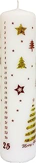 Unique Advent Festive Christmas Calendar Candle, Designed by Nordic Hygge, Christmas Tree and Stars, 25 Numbers, Countdown to Christmas