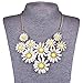 White Daisy Flower Cluster Bib Pendant Golden Chain Choker V Collar Necklace