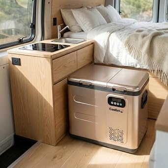 Coolist CLK50D 12/24V/220Volt 49 Litre Çift Bölmeli Outdoor Kompresörlü Bluetooth Bağlantılı Oto Buzdolabı