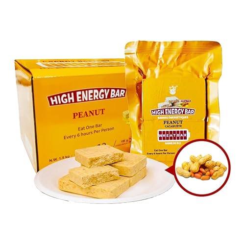 BDH High Energy Bar Peanut Flavor 6840Calorie | 1.44kg/12bags Emergency Survival Food Ration Bar Compressed Biscuits MRE for Outdoor Camping Emergency Snowstorm Earthquake Disaster Preparedness Kit With Long Shelf Life