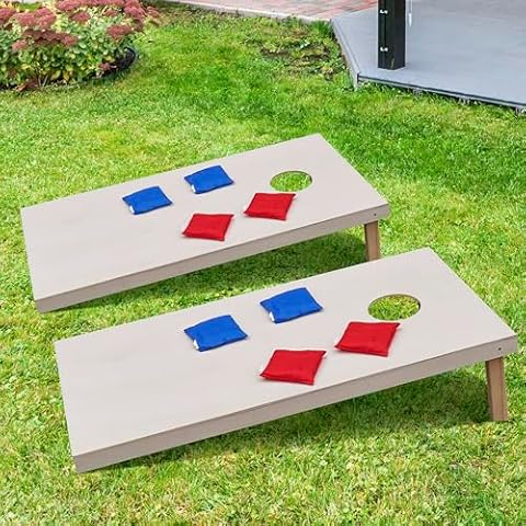 iCapeson Outdoor Cornhole Boards Set of 2, 4' x 2' Portable Yard Cornhole Game, with 2 Wooden Cornhole Boards 8 Corn Hole Toss Bags and Bean Bags for Kids Adults, for Home Entertainment Cover