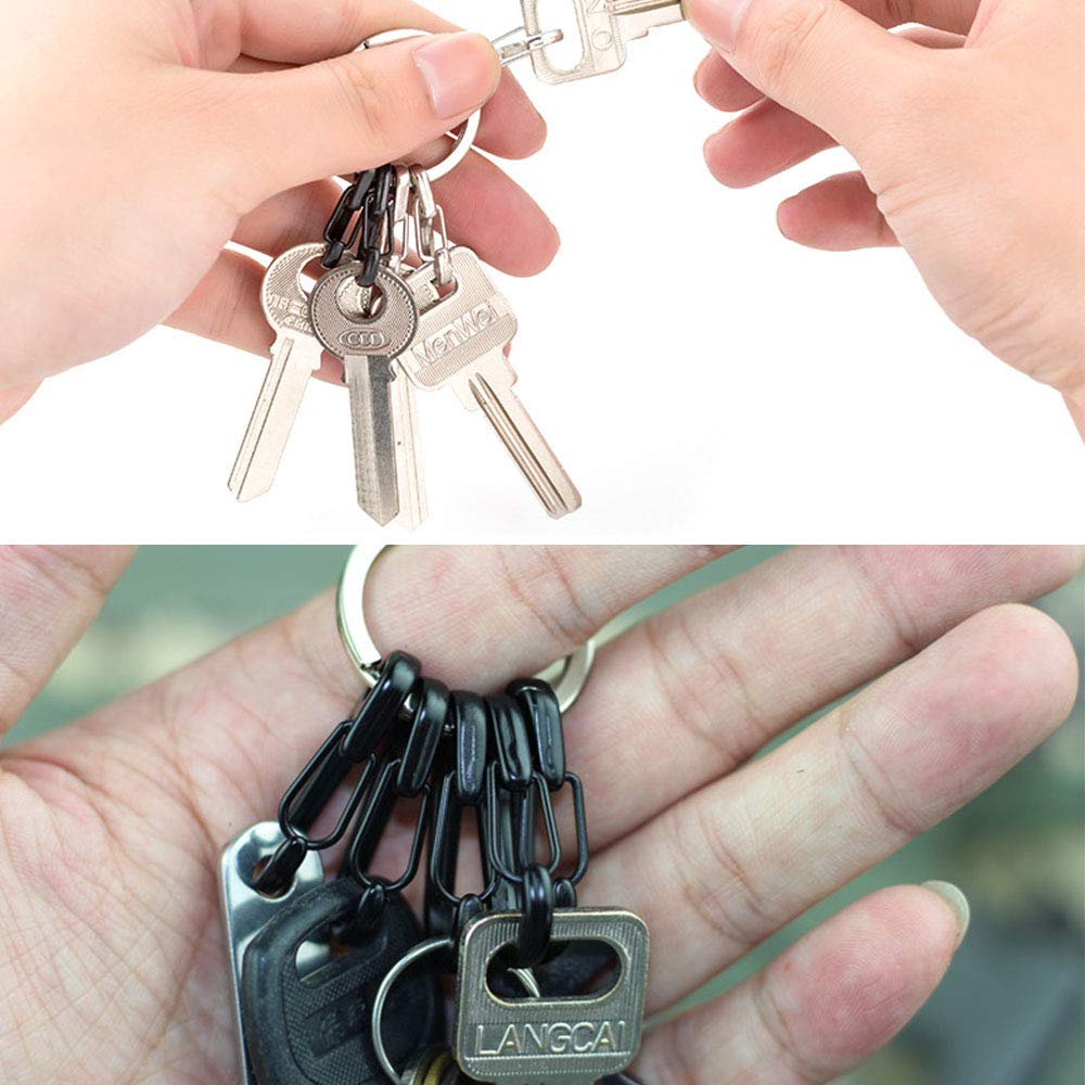 Lot De 40 Mini Mousquetons YEYIT - Porte-clés EDC En Acier Inox - Argent Et Noir