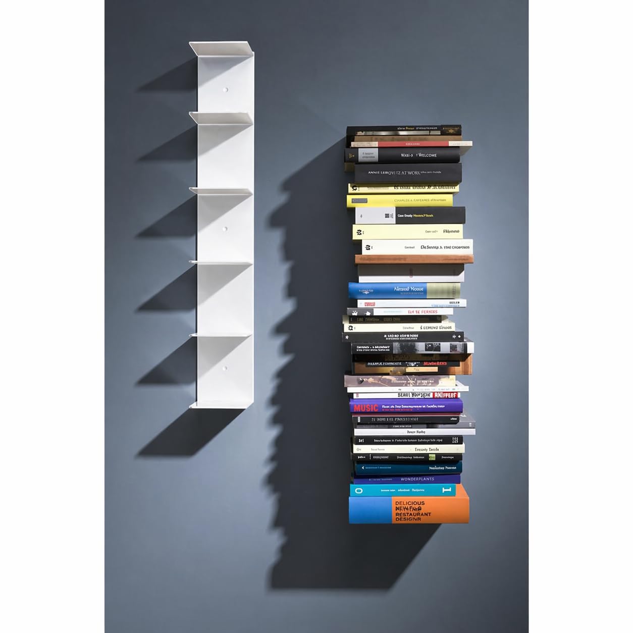 62501 Floating Book Shelf Tower Type/Invisible Book Shelf WALL Mounted - White-image-20