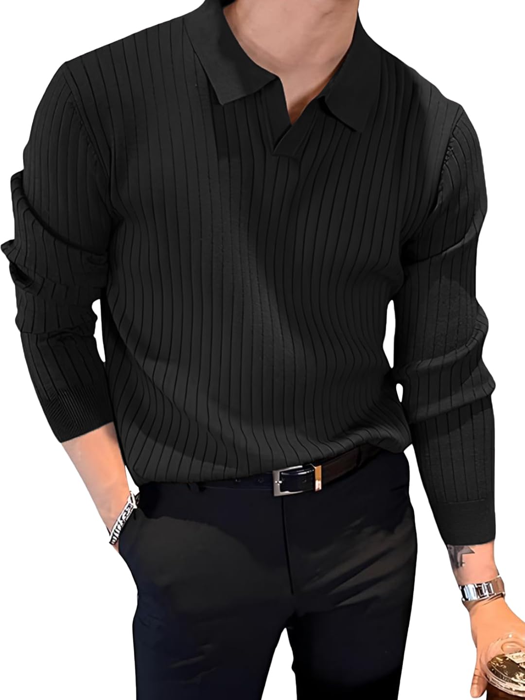 Men's Woolen Full Sleeve Collar Polo Knitted Sweater for Men,Winter Wear Sweater for Men.