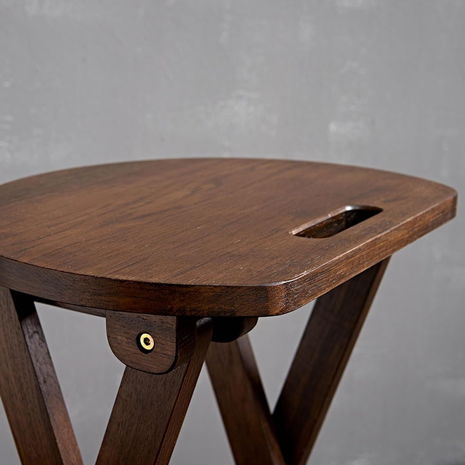 24inch Backless Wooden Folding Stool, Kitchen Height Foldable Stool with Footrest, Portable Breakfast High Chair, No Assembly