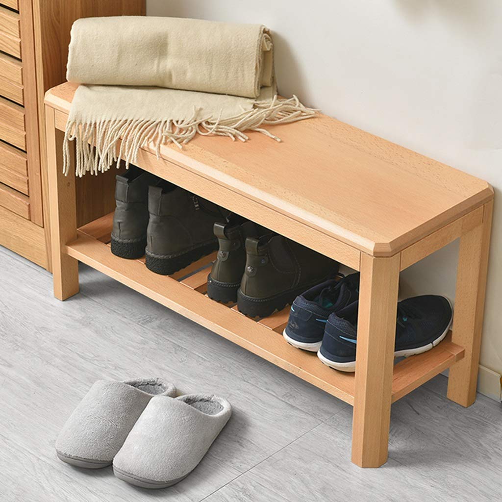 Banc de rangement d'entrée en bois pour organiser les bottes et les chaussures du salon