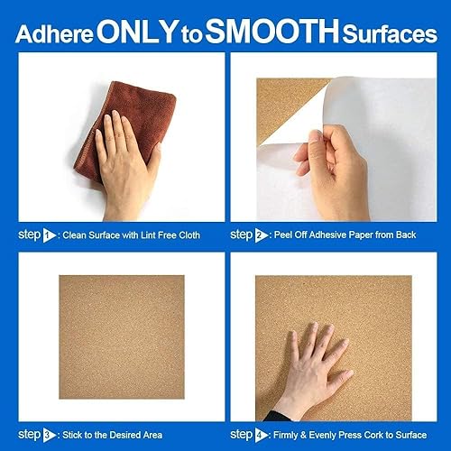 Miniatura 10 de Cork Board Tiles, 12" X 12" X 14",Corkboard, Premium Natural Cork for Bulletin Board, Mini Wall, 72 Self Adhesive Squares Included,8 Pack