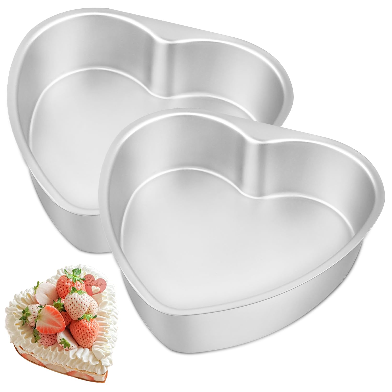 Mu Mianhua 2 Pcs Heart Shaped Cake Tin 8 Inch Love Cake Moulds Nonstick Heart Cake Pans Baking Tray Cheesecake Molds for DIY Baking Wedding Birthday Family Occasions