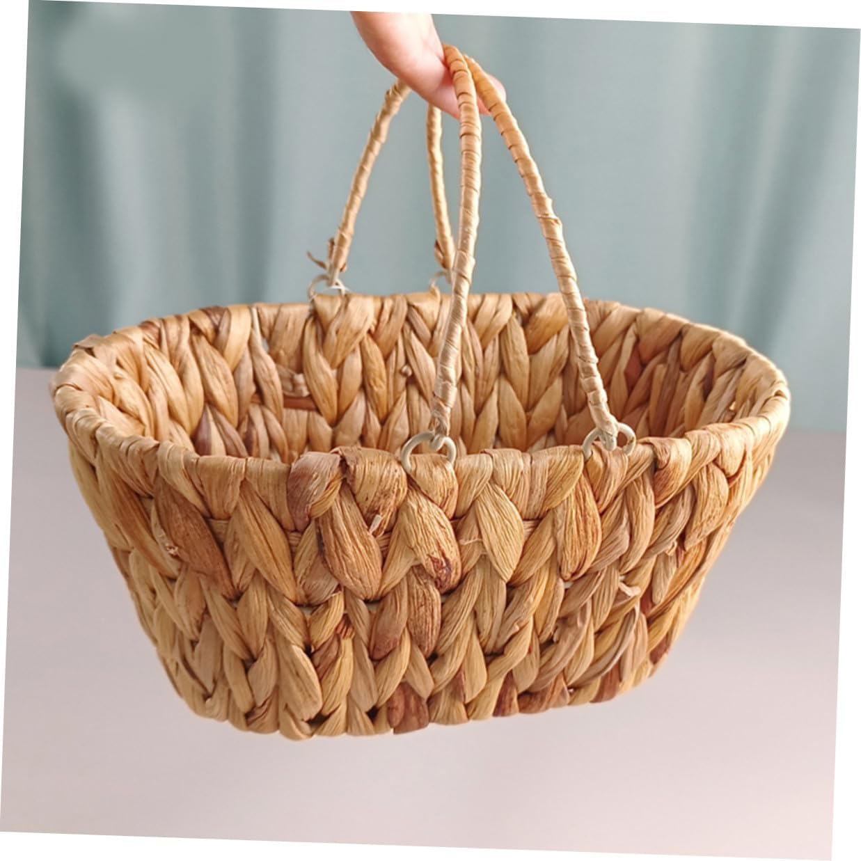 Woven Storage Basket Fruit Basket, Iron Hyacinth Grass Display Tray Xmas