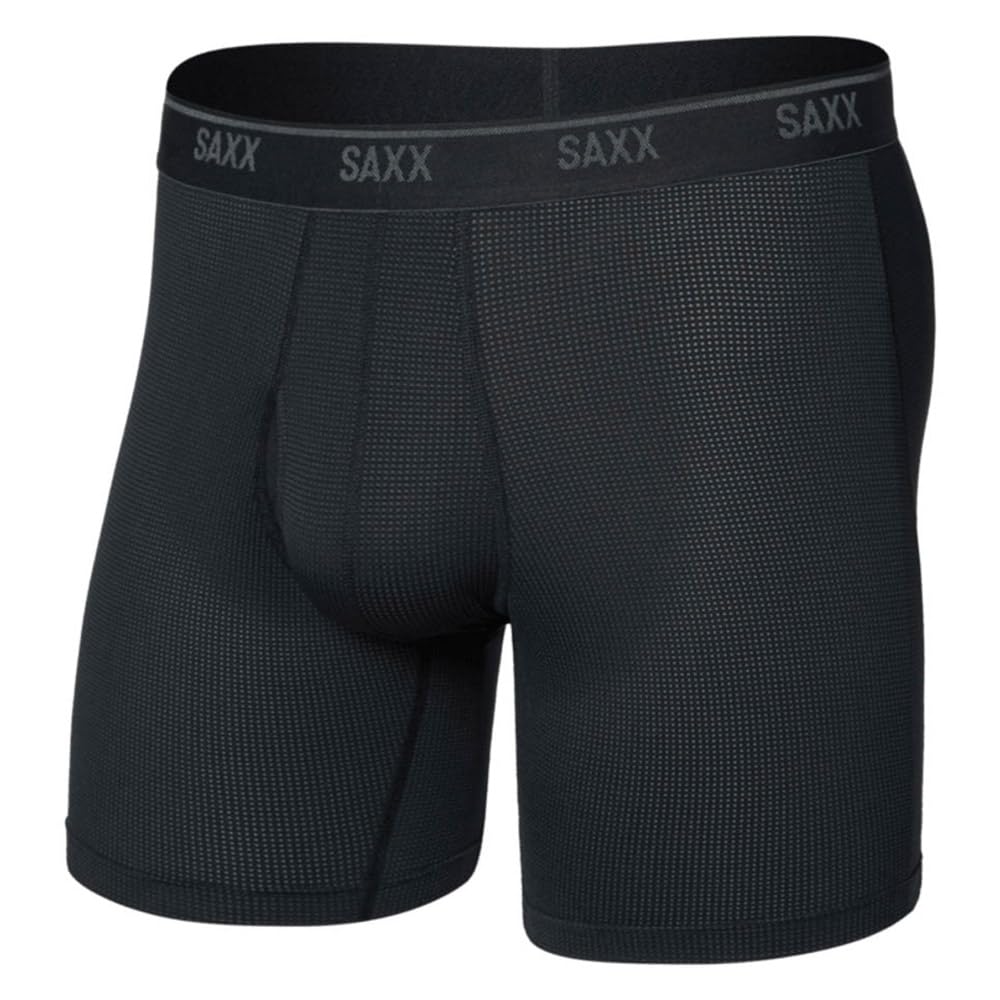 Saxx Underwear Co. Men's Black Quest Quick Dry Mesh Boxer Brief Fly - Xl