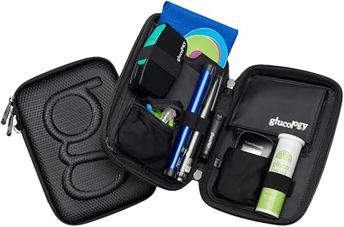 Glucology Diabetic Travel Case - Organizer for Blood Sugar Test Strips, Medication, Glucose Meter, Pills, Tablets, Pens, Insulin Syringes, Lancets