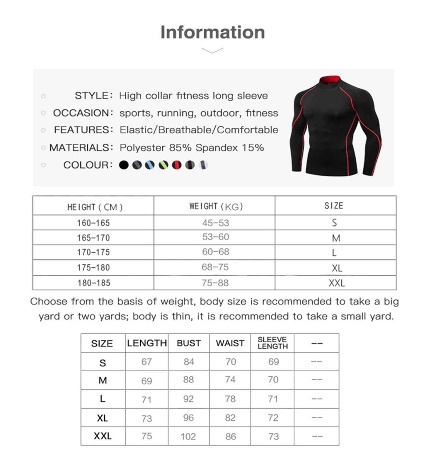 Camisas de compresión Manga Larga con Cuello for Hombre, protección Solar Fresca y Seca, Medias Deportivas, Camisetas for Correr Gimnasio