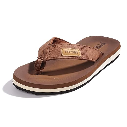 FITORY Men's Comfortable Summer Non-Slip Flip Flops Beach & Pool Shoes Size 6-11 UK