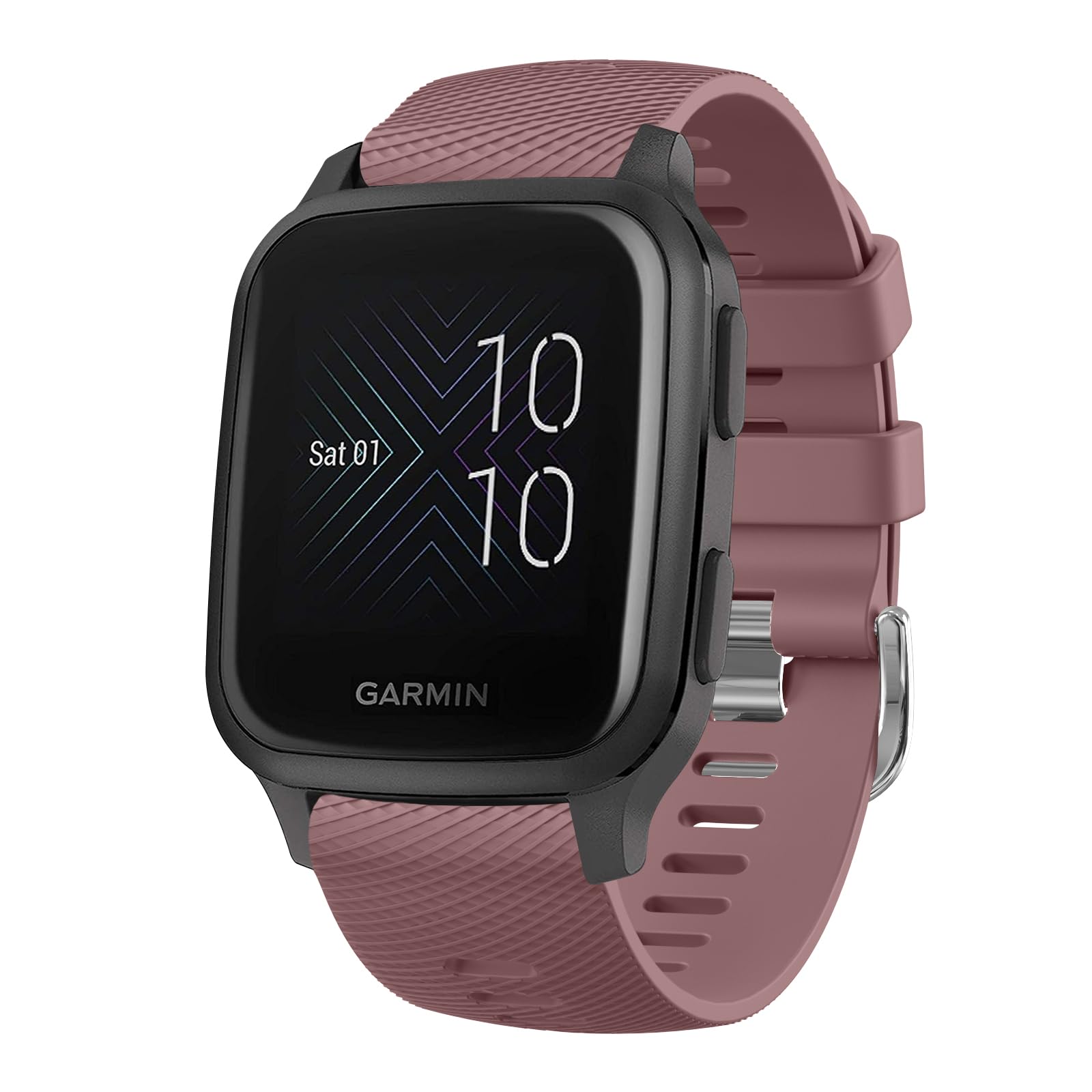 Strap for Garmin Venu Sq 2/Venu 2 Plus/Venu/Vivoactive 3/3 Music Strap, 20mmAdjustable Soft Silicone Band for Forerunner 55/645/245 (Smoke Purple)