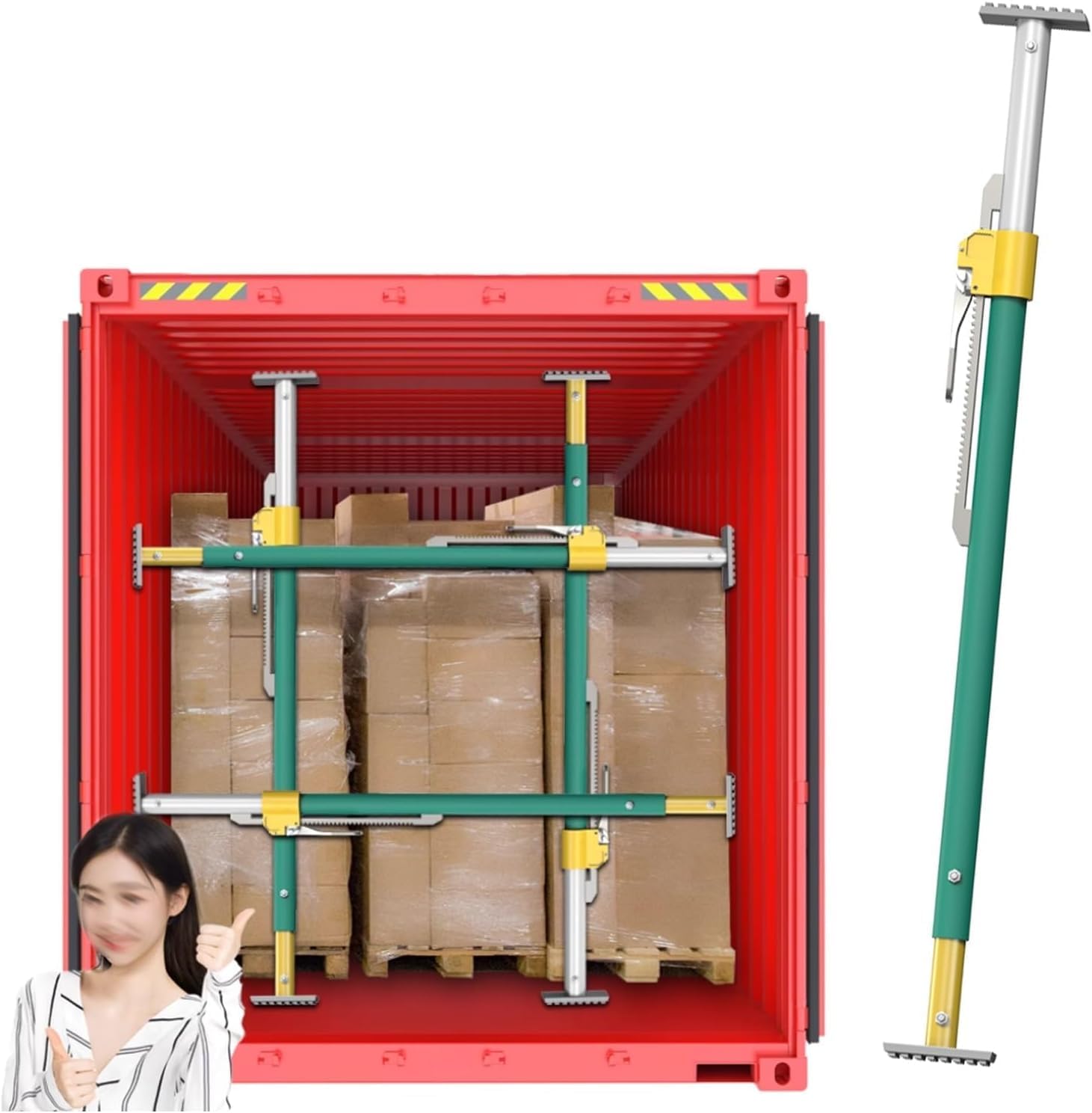 88.9" to 103.9" Adjustable Length Cargo Stabilizer Bar for Box Truck, Extra Long Ratcheting Cargo Bar, Load Bars with Large Non-Slip Pad