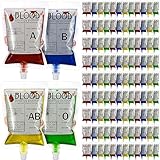 Zubebe 100 Pcs Blood Bags for Drinks Halloween Party Decoration 8.5 oz Iv Drink Bags Fake Blood Pouches Zombie Vampire Juice Puree Drink Pouches Reusable Halloween Party Supplies