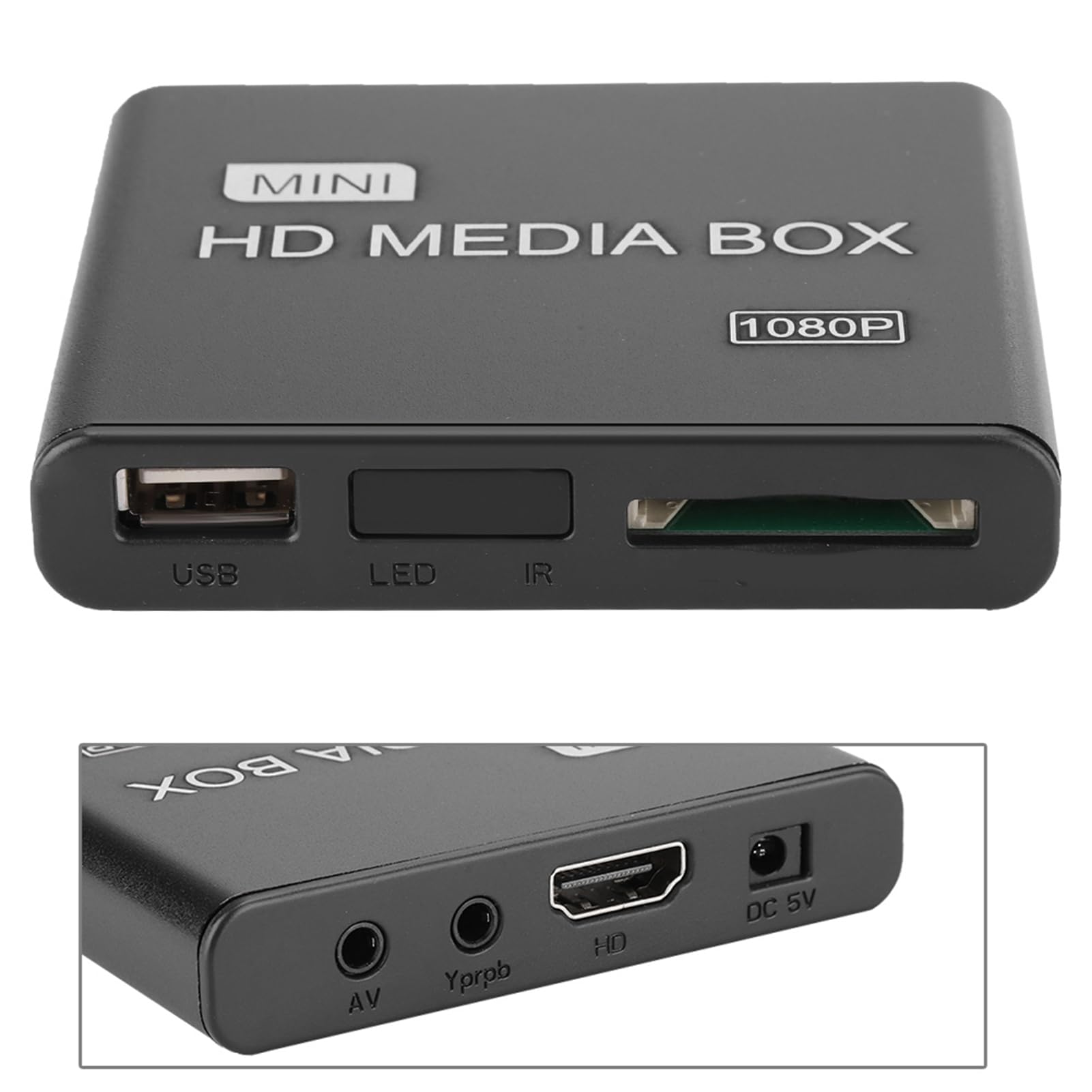 Garsent Lecteur Multimédia HDMI, Mini 1080P Full HD Lecteur Vidéo Multimédia Numérique Support Carte SD/MMC, Disque U, Disque Dur Périphériques de Diffusion Multimédia Multiples.(EU)