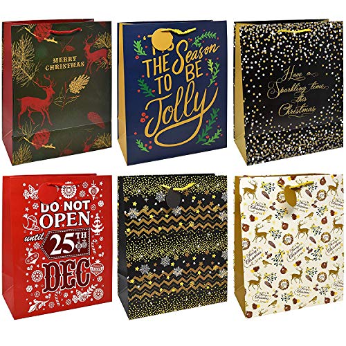 Gift Boutique 24 Count Christmas Gift Bags Bulk Set Includes 4 Jumbo 6 Large 6 Medium 8 Small Holiday Xmas Gifts Bag Assortment With Handles & Tags For Wrapping Any Size Present For Adults Teens Kids #TOP4