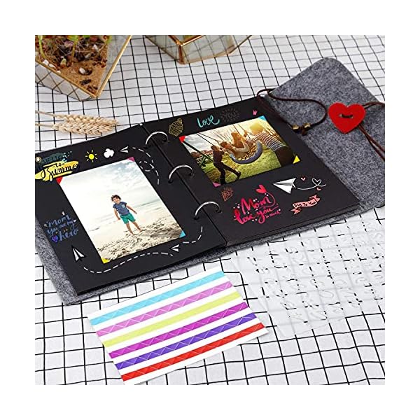 Fotoalbum Zum Selbstgestalten - Filz Scrapbook Album Erweiterbar Fotoalbum Ringbuch DIY Schwarze Seiten Fotobuch… – Bild 6