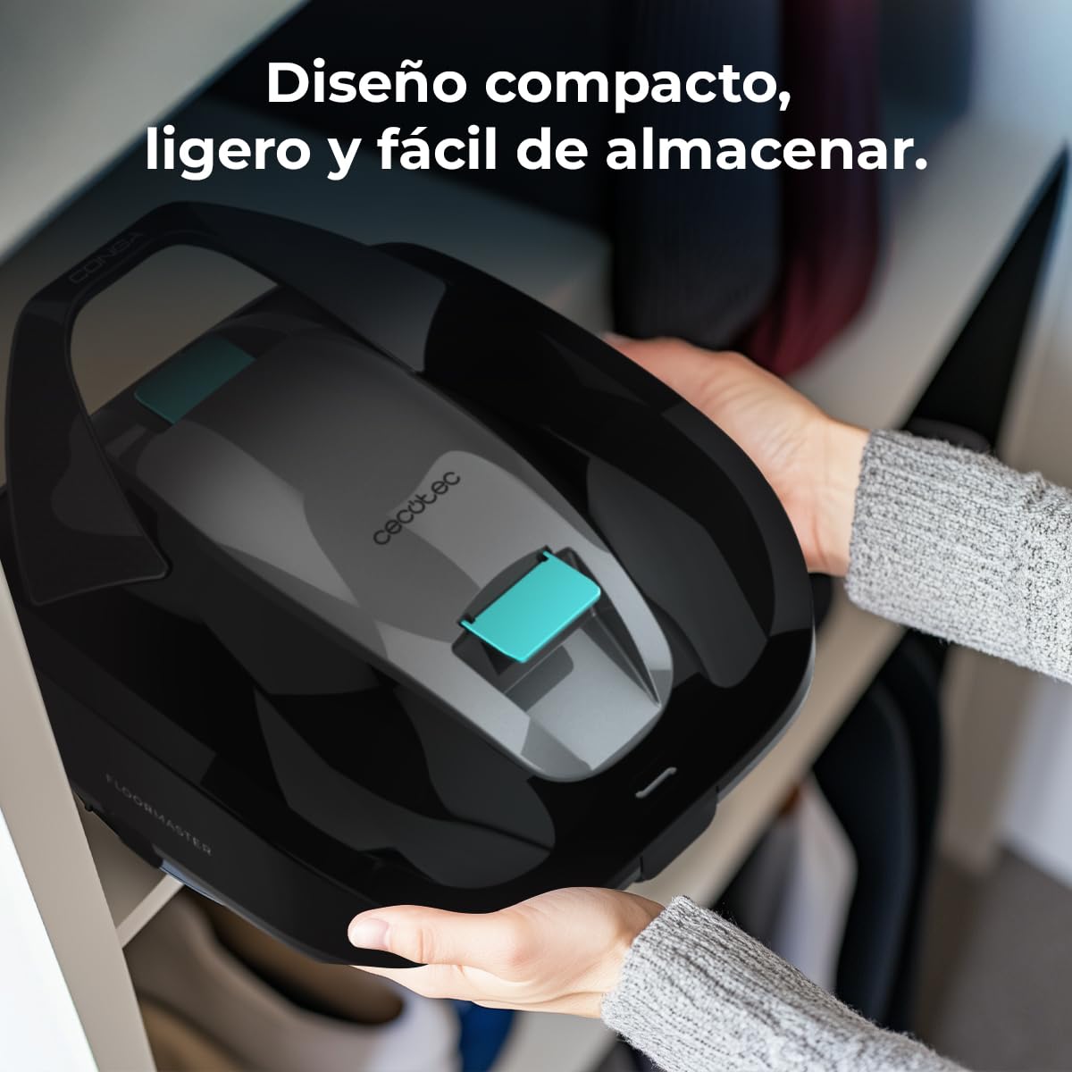 Cecotec Robot Limpiafondos sin Cable para Piscinas sin Pendientes Conga Pooldroid 2000 FloorMaster M. Superficies 80m2, Profundidad Máxima 2,5m, Autonomía 100mins, Filtro Alta Eficiencia 100μm, 2,5L