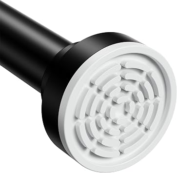 Shower Curtain Pole, 84-206cm Shower Curtain Rail, Tension Rod,Black | Crafted from premium stainless steel with anti-oxidation waterproof coating, this extendable shower curtain pole