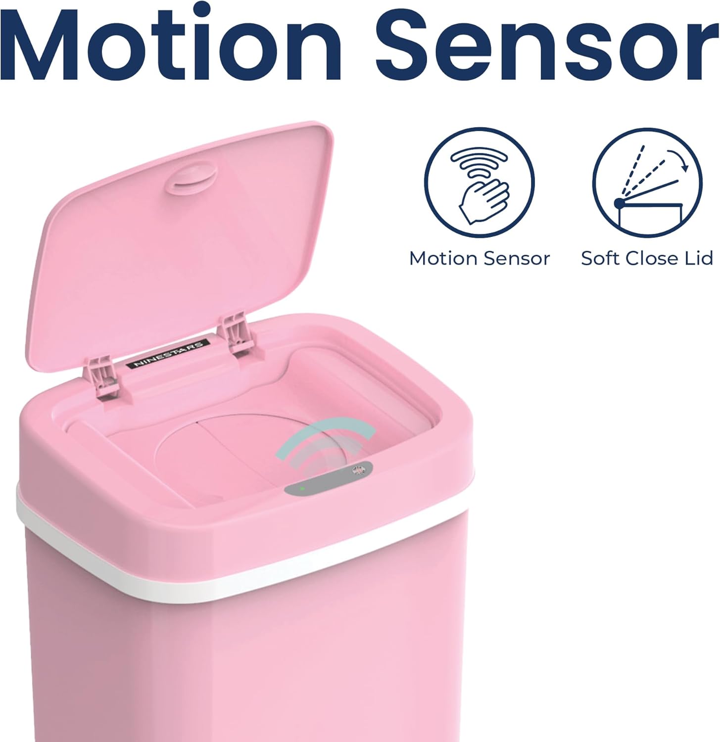 Ninestars NPT-16-1PK Automatic Touchless Motion Sensor Diaper Disposal Trash Can with lid, 4.2 gallon/16 L, Pink, Plastic