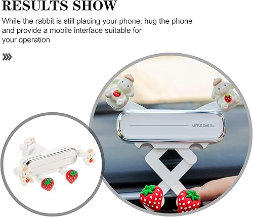 Miniatura 7 de EXCEART Soporte para teléfono celular para coche, diseño de conejo del zodiaco, lindo conejo, soporte de ventilación de aire, accesorios de soporte