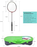 Vista 8 de Portable Badminton Net Set,Folding Volleyball Badminton Net,4 Professional Graphite Badminton Racket,8 Racket Grip Tape,4 Shuttlecocks,Family