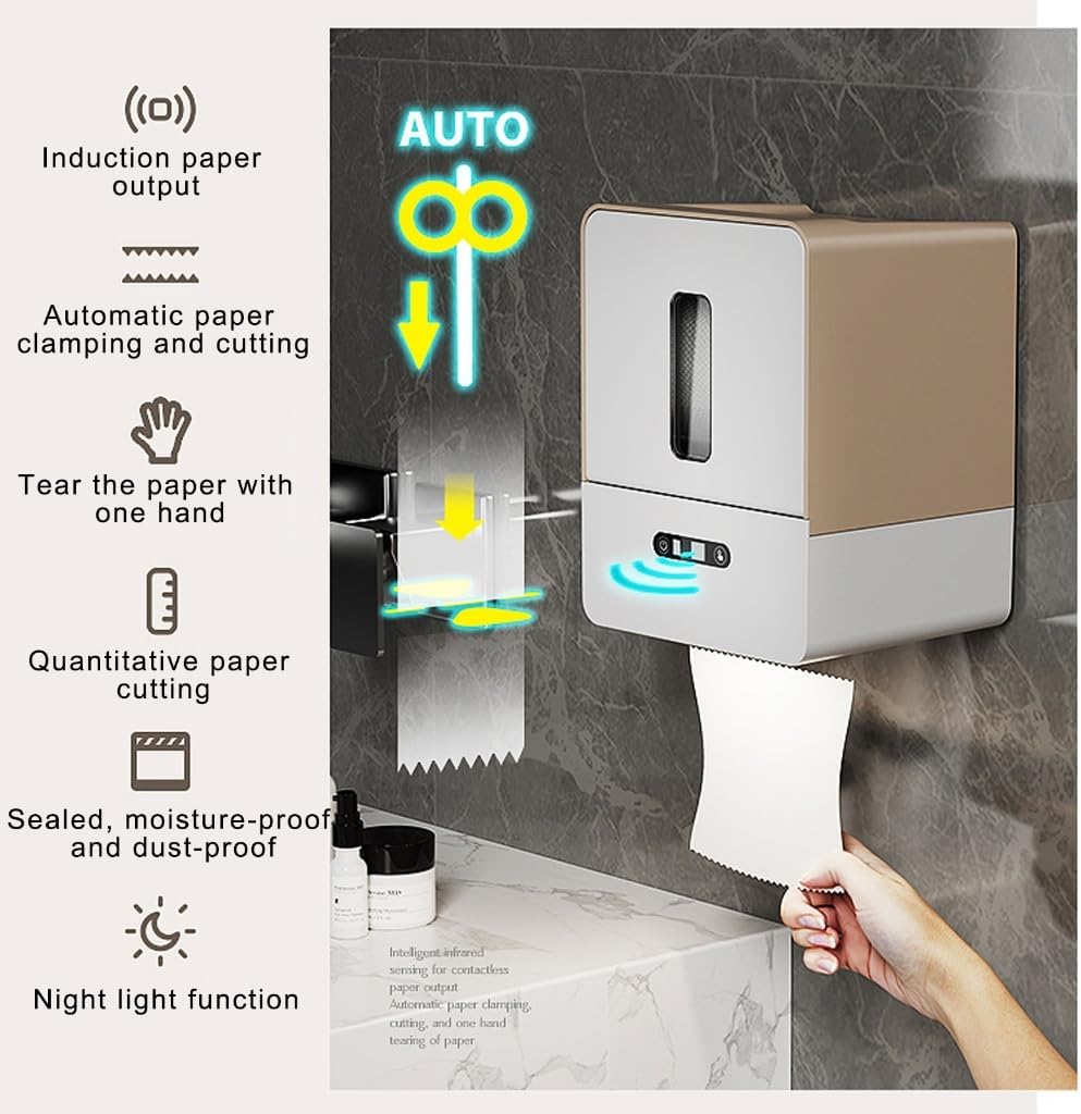 Automatic Touchless Paper Towel Holder With Motion Sensors for Commercial Kitchen Bathroom Cabinet Mount Battery Powered