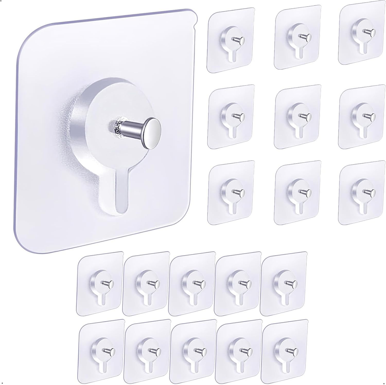 Xspring Yapışkanlı Duvar Kancaları, 20'li Paket Çivisiz Asıcı, Fotoğraf Çerçeveleri için Su Geçirmez ve Yağa Dayanıklı Duvar Askıları, Dekorasyon ve Banyo Mutfak Askıları, Anahtarlık