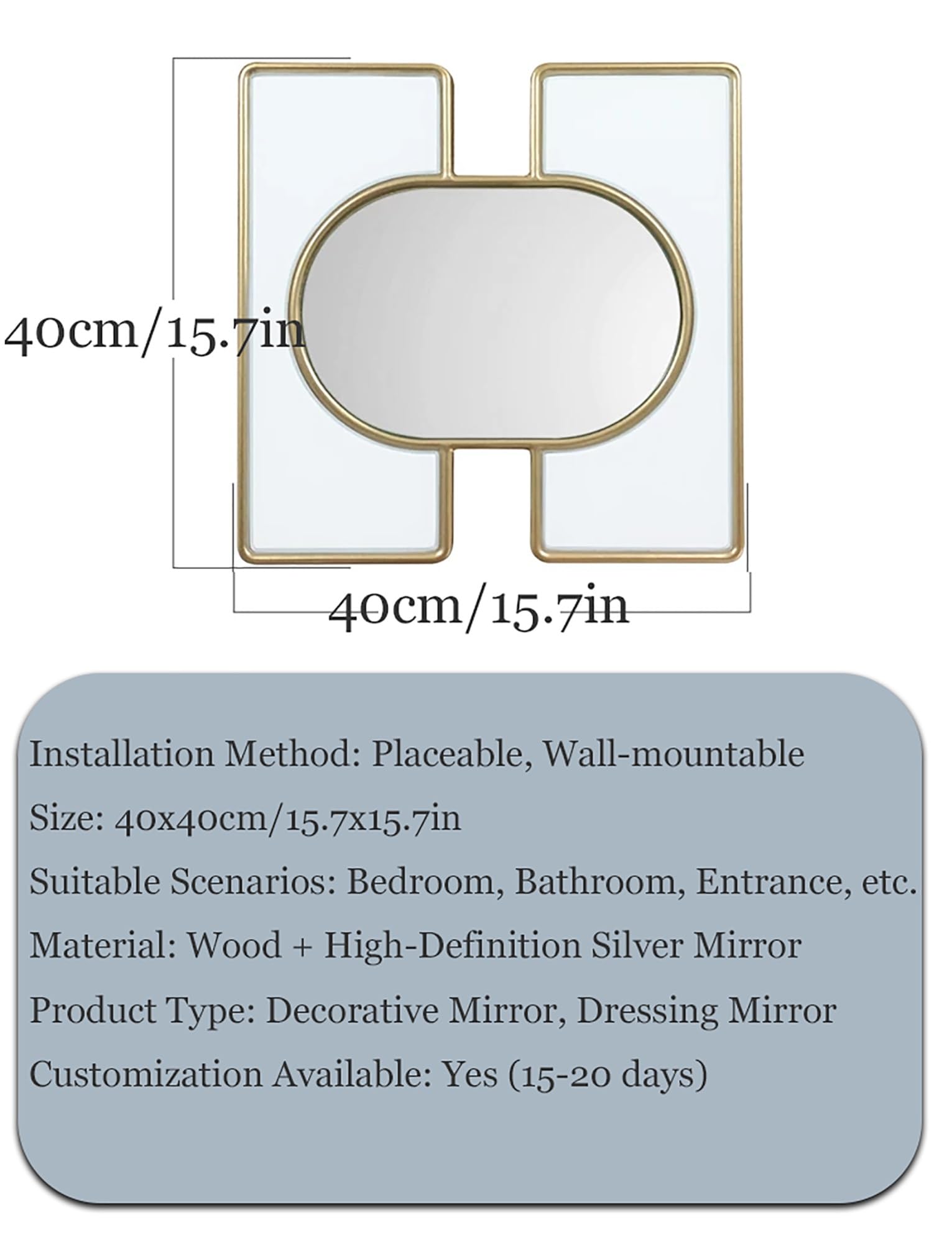 Generico Set di 2 specchi da parete decorativi con cornice dorata di 2 3 4, decorazioni sospese 3D in legno(3packs)
