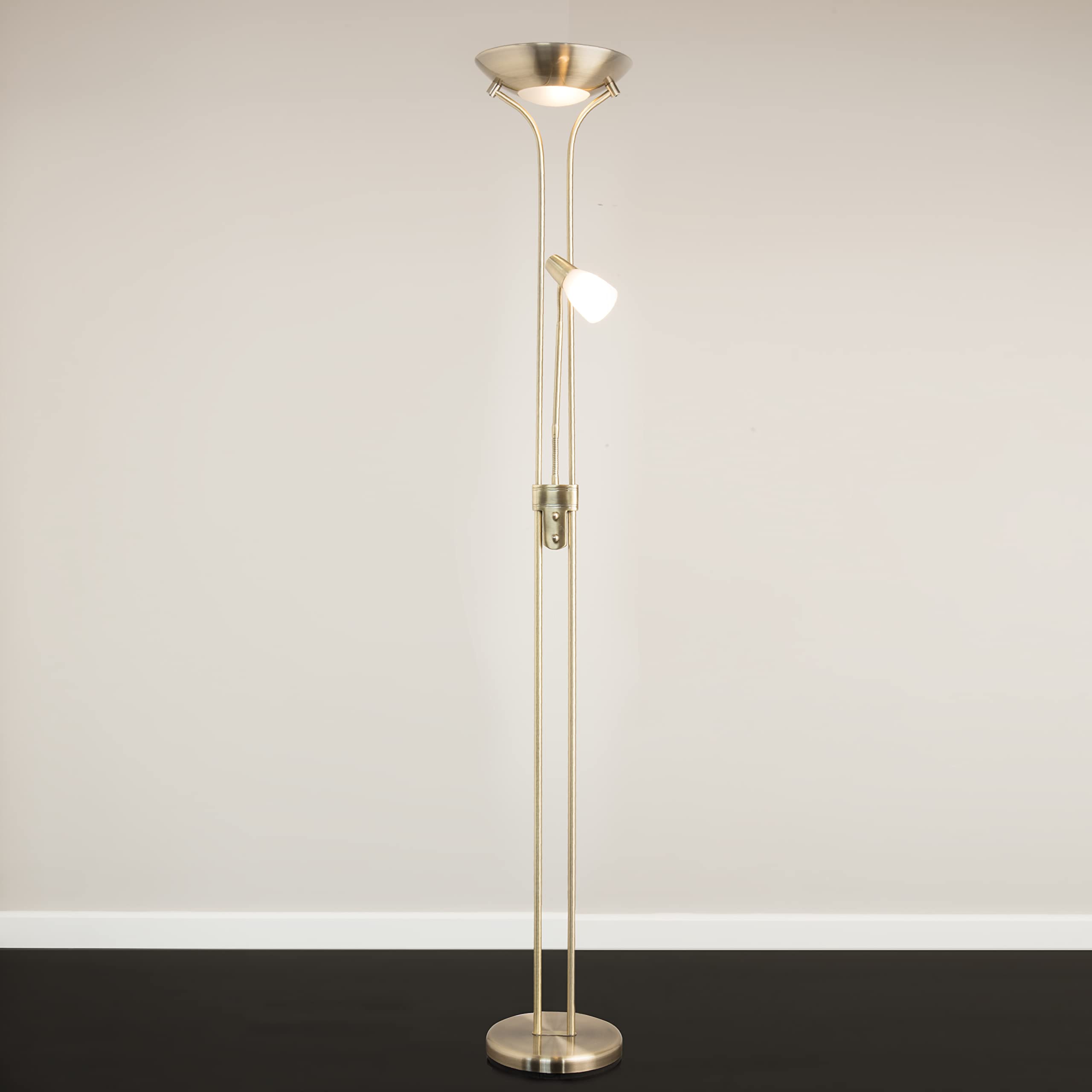 Lighting Supermarket Mother and Child Floor Lamp - Antique Brass - Complete with LED Bulbs