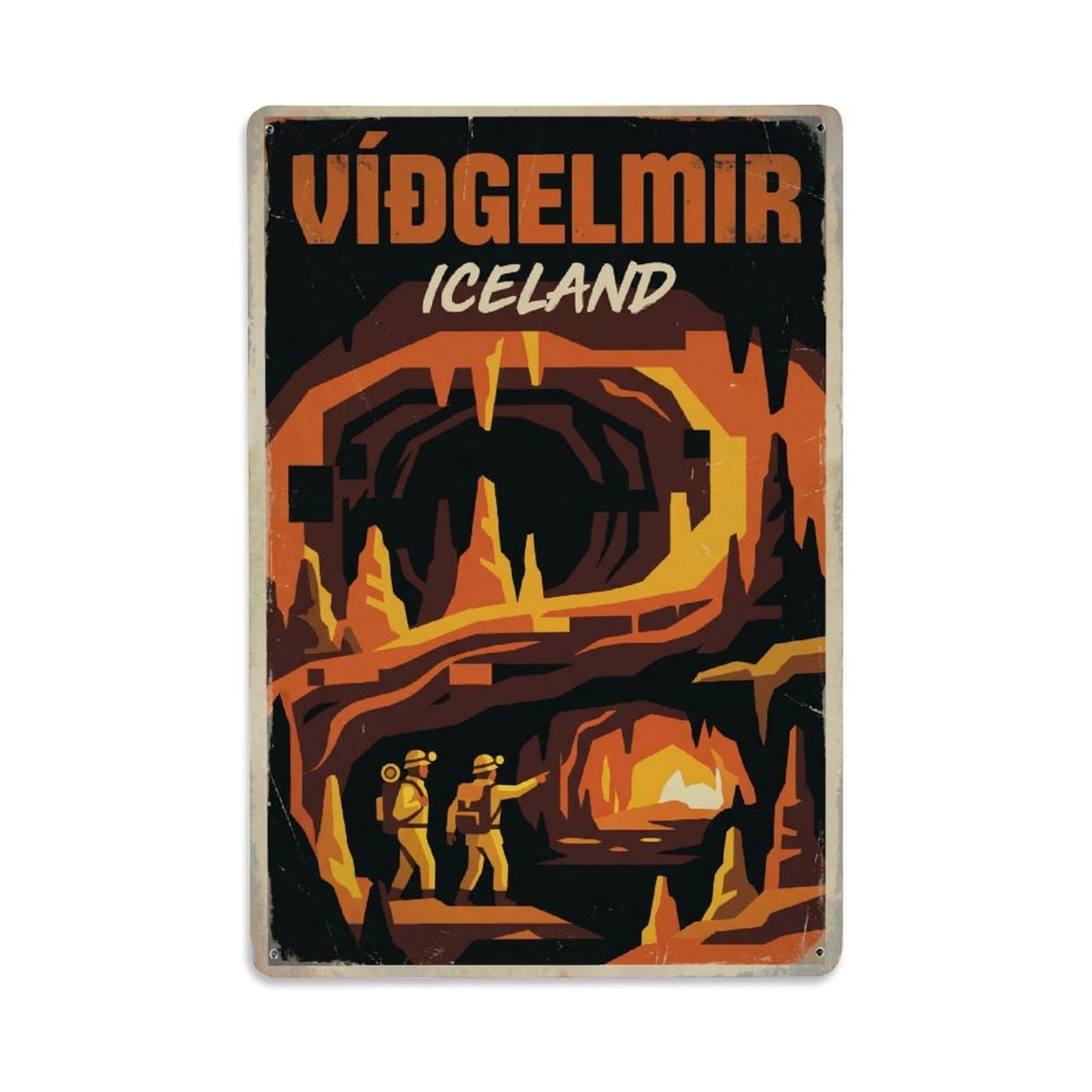 Vintage Travel Vidgelmir Iceland Cave Metal Tin Sign
