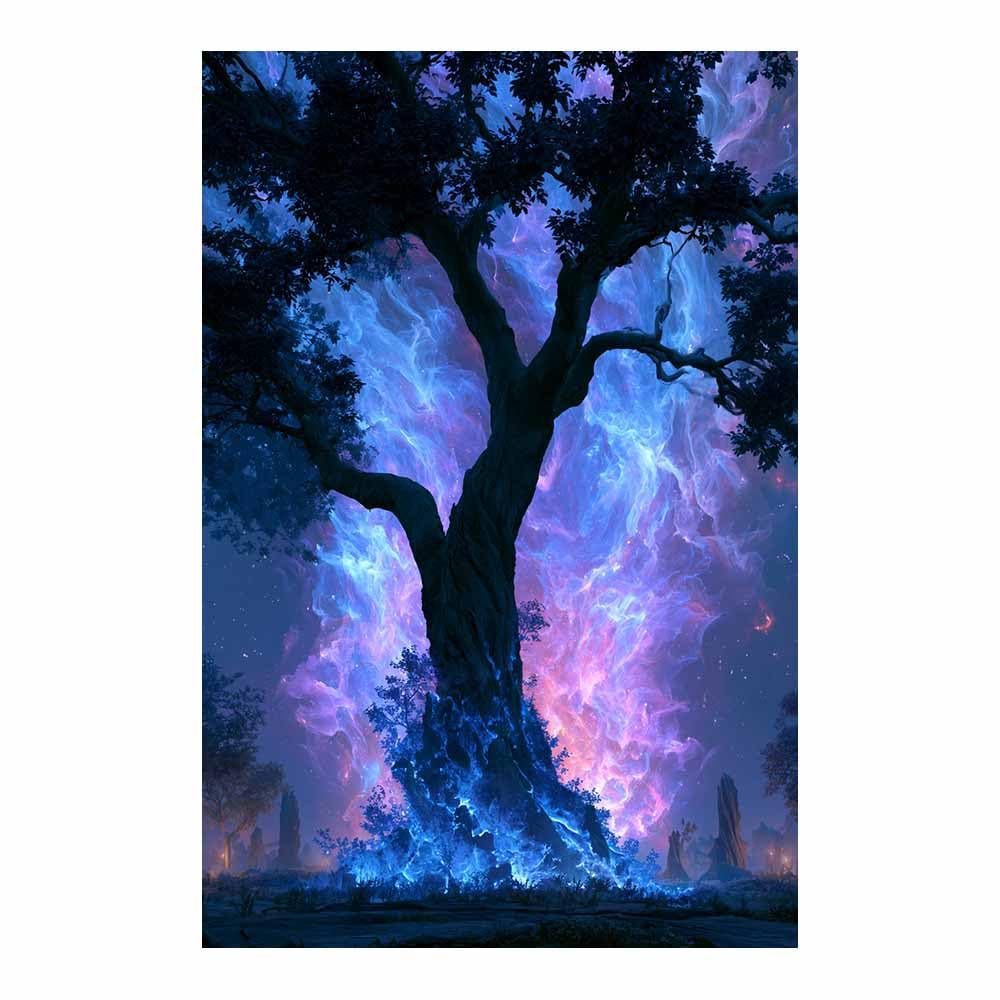XENIOU Landscape Wall Art Divine Lights Tree Art canvas wall art, prints for walls, for living room bathroom Bedroom Home Decoration.(Multicolor)-70x100cm Unframed