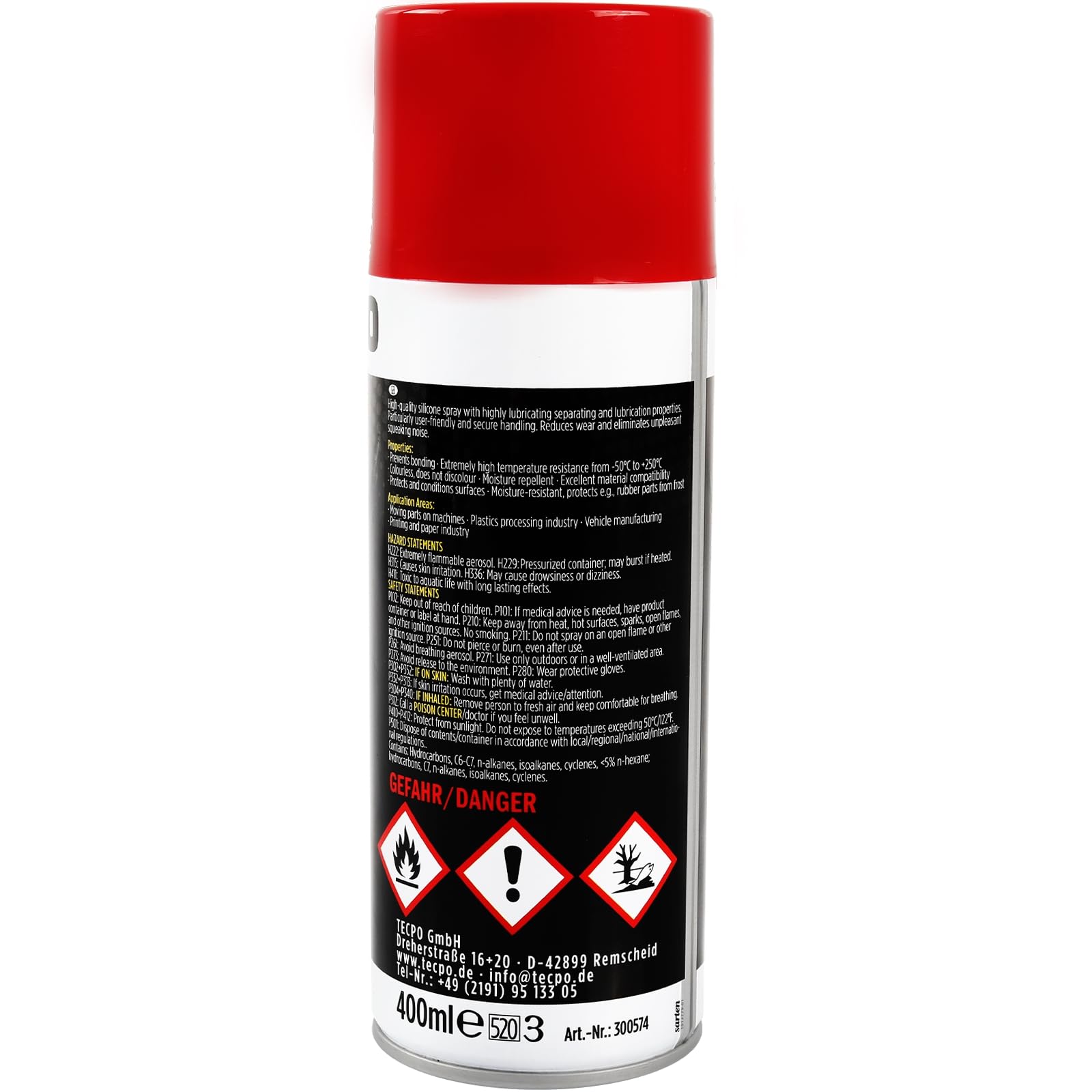 TECPO Spray de silicona lubricante, lubricante, lubricante, espray protector, producto de cuidado (36 x 400 ml)