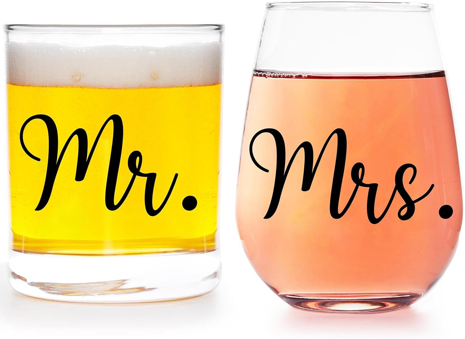 Breezy Valley 2 Pack Mr Mrs Cups, Valentine's Day Gifts for Couple, Valentine's Day Gifts Ideas, Anniversary Wedding Engagement Romantic Gift for Husband Wife His Hers, Mr Mrs Cups Set