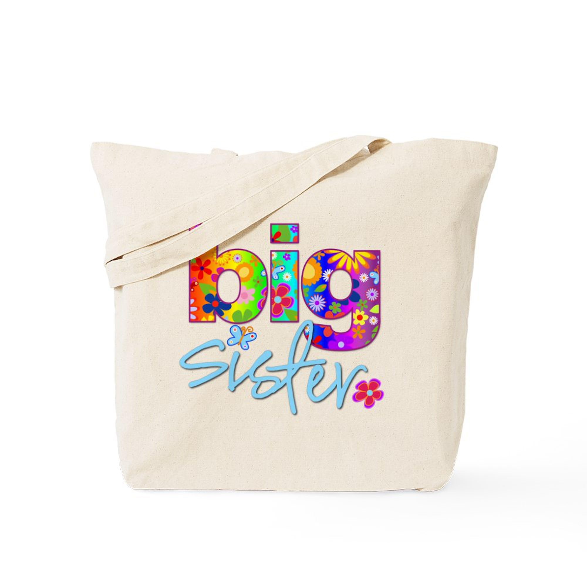 CafePress Ethnic Big Sister Tote Bag - Natural Canvas Reusable Shopping Bag With Printed Design