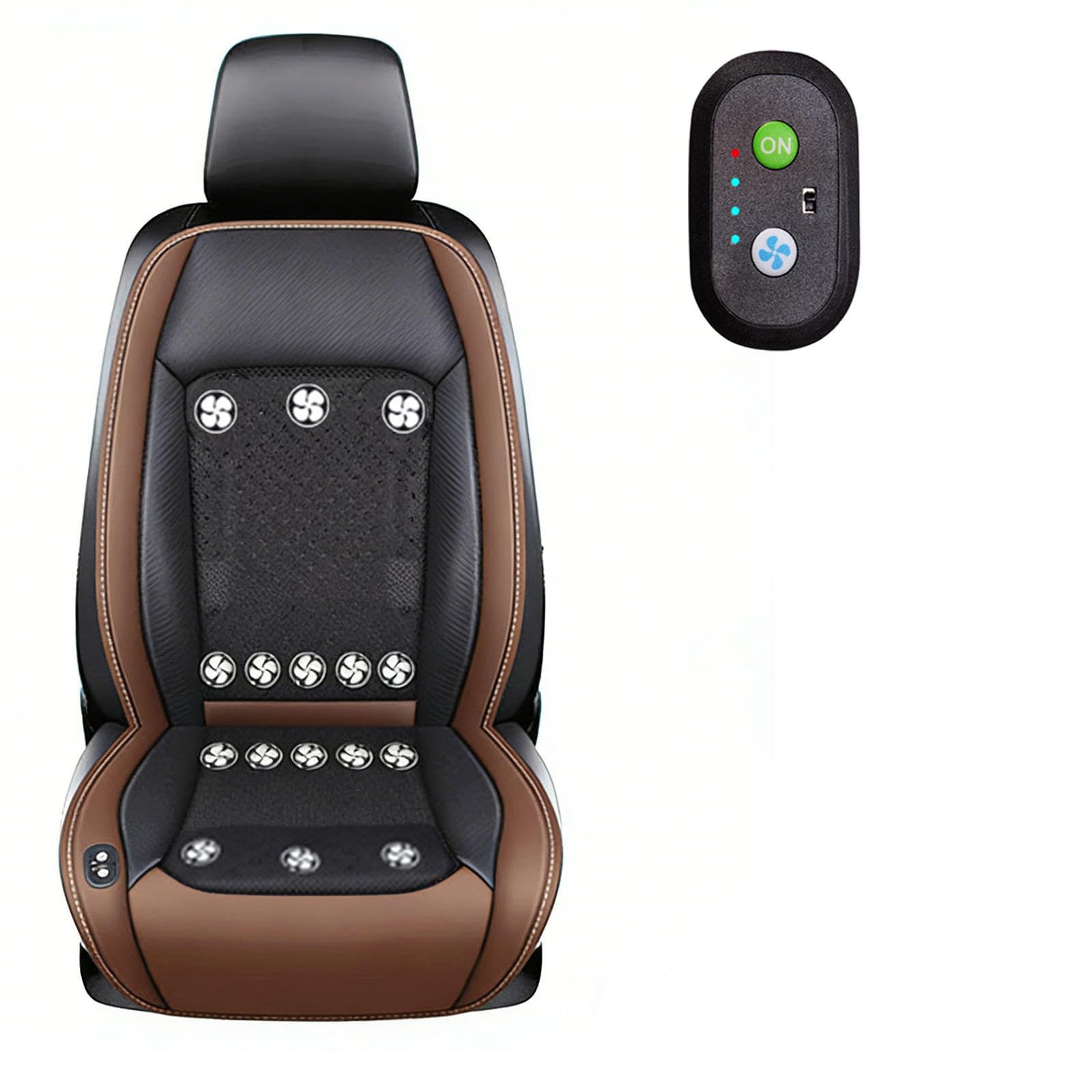 LRF-yxkj Ventilated Car Seat Cover 12V-24V 3 Cooling Air Speeds Ventilated Seat Cover for Car Suv Truck Universal Fit,Brown-12V16Fan