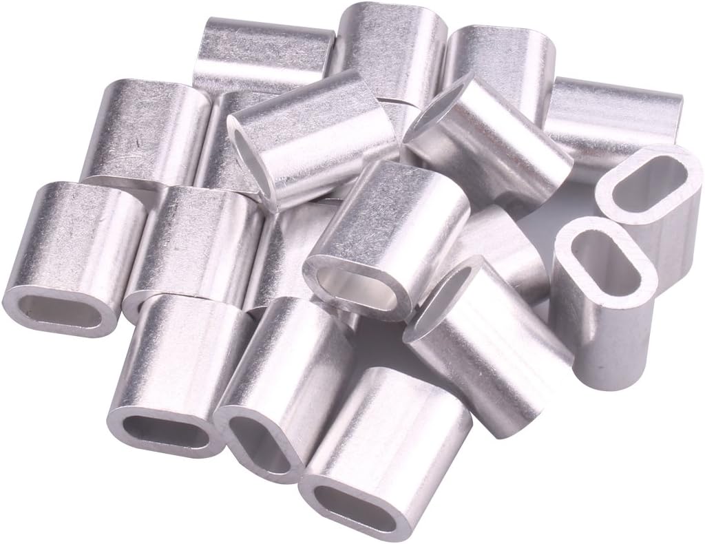 5/16" Wire Rope Aluminum Sleeve Wire Rope Aluminum Sleeves Clip Fittings Cable Crimps Set of 20 by Copapa