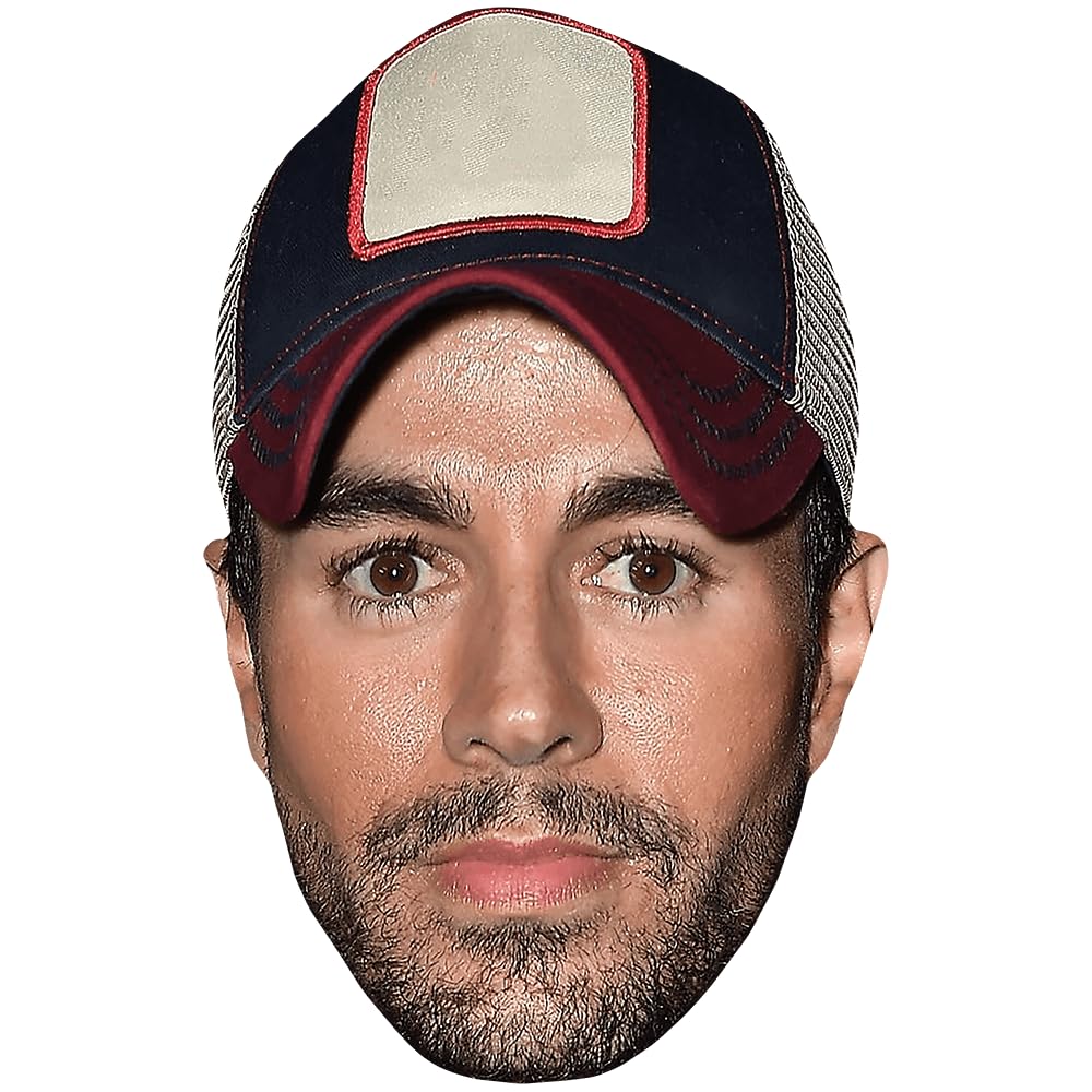 Celebrity Cutouts Lifelike Enrique Iglesias (Hat) Celebrity Mask, Flat Card Face, Fancy Dress Mask